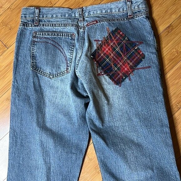 Killah by Miss Sixty flare jeans tartan patch vintage 90’s 00’s size 30 34” ins - Picture 5 of 12
